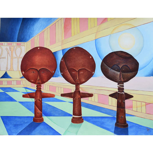 Akua Ba Three acrylic on paper by Kevin J. Williams